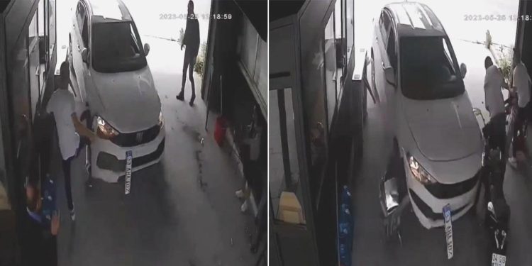 İş yerine giren araba süratle kaçtı: 1 kişi yaralandı