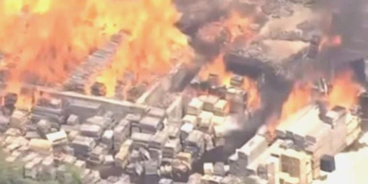 ABD’de palet fabrikasında korkutan yangın