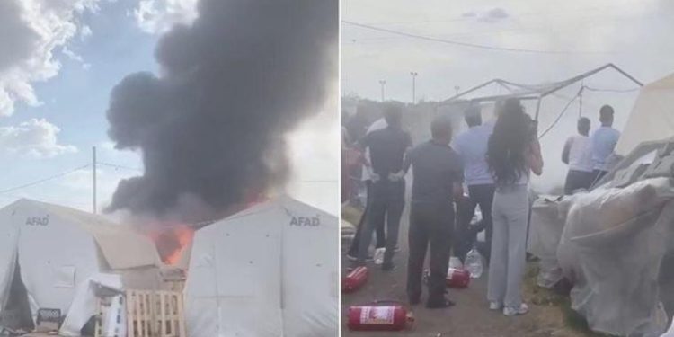 Adıyaman’da çadır kentte korkutan yangın!