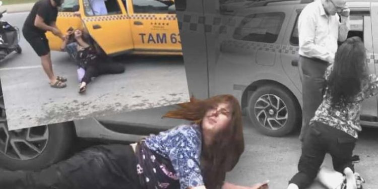 Beyoğlu’nda farklı anlar! Kendini yere attı, taksinin altına girmeye çalıştı