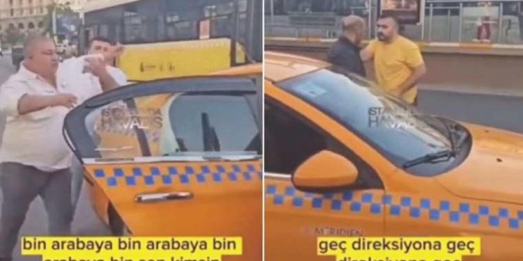 İstanbul’un göbeğinde gündem yaratan imajlar… Bu kere yolcu taksi sürücüsüne saldırdı