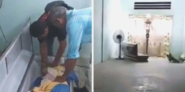 Öldüğü sanılan bayan cenaze merasiminde dirildi