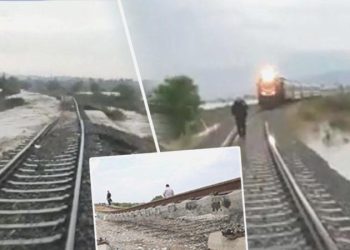 Sel tren raylarının altını boşalttı, mümkün faciayı yurttaşlar önledi