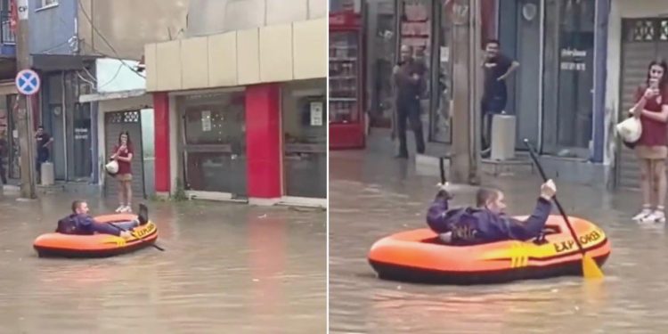 Yollar Göle Döndü! İzmir Sokaklarında Kürek Çekti