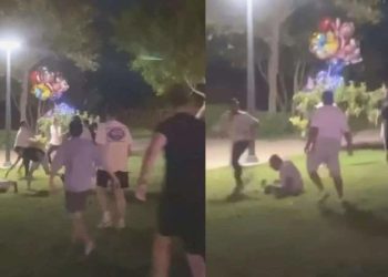 Anbean kaydedildi: Yerdeki gencin yüzüne topa vurur üzere tekme attı!