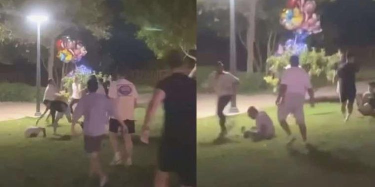 Anbean kaydedildi: Yerdeki gencin yüzüne topa vurur üzere tekme attı!