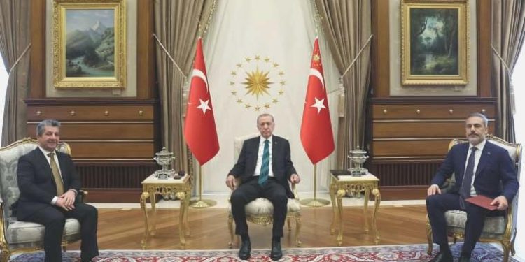 Erdoğan ve Hakan Fidan, Mesrur Barzani’yi kabul etti
