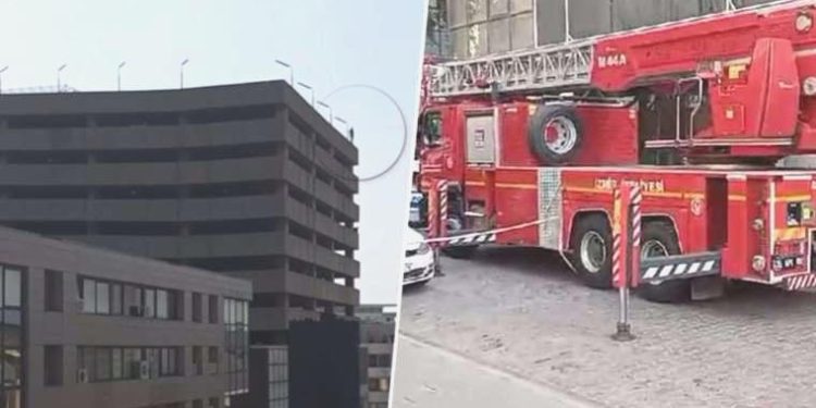 Onlarca metre yükseklikten kendini boşluğa bıraktı, itfaiye brandasının üzerine düştü