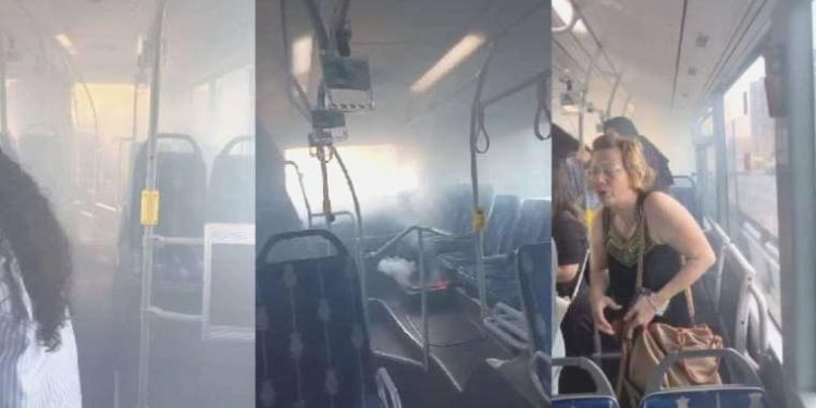 Metrobüste yangın paniği!