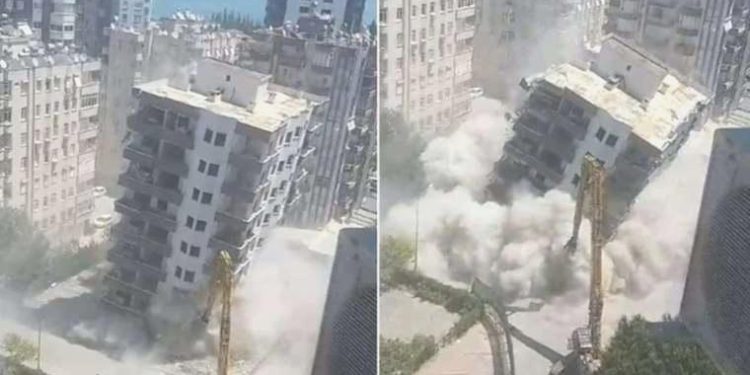 Adana’da ağır hasarlı bina yıkım sırasında çöktü