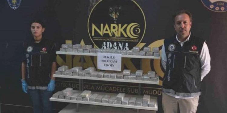 Adana’da tırda 41 kilo 500 gram eroin ele geçirildi