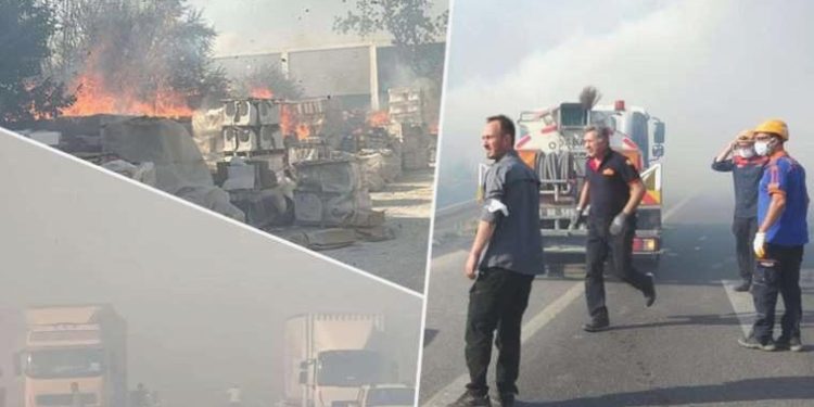 Anız yangını denetimden çıktı, yakındaki fabrikaya sıçradı: İki kent ortasındaki ulaşım durdu
