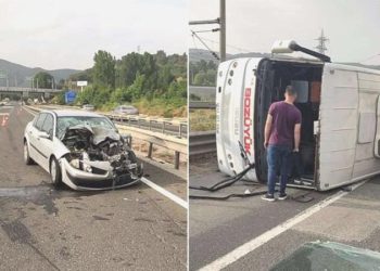 Arabanın çarptığı personel servisi devrildi: Çok sayıda yaralı!