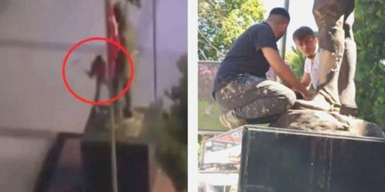 Atatürk heykeline balyozlu taarruzun imajları ortaya çıktı