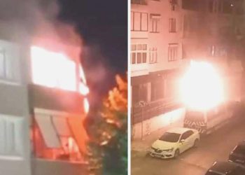 Büyükçekmece’de minibüs ile konutta çıkan yangında ‘havai fişek’ savı