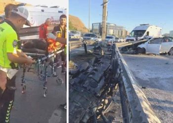 E-5 Karayolu’nda araba bariyere ok üzere saplandı: 1 meyyit