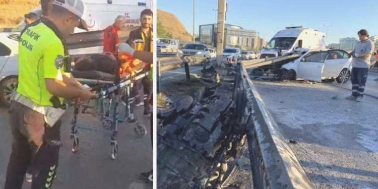 E-5 Karayolu’nda araba bariyere ok üzere saplandı: 1 meyyit