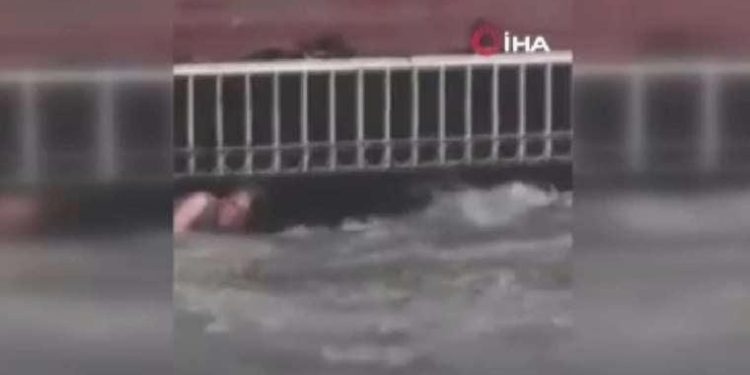 Meksikalı gazeteci selde boğulmak üzere olan evsiz adamı kurtardı