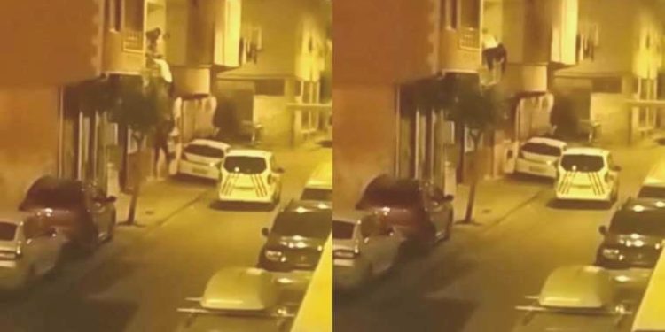 Meskene gelen polisi gören kaçak göçmenler balkondan atladı