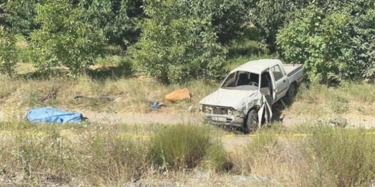 Şarampole devrilen kamyonette yaşlı çifti mevt ayırdı