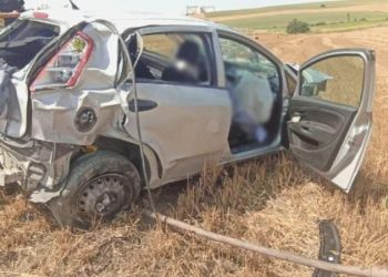 Tekirdağ’da yoldan çıkan araba tarlaya uçtu