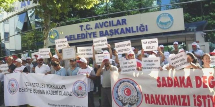 Avcılar Belediyesi önünde emekçi hareketi