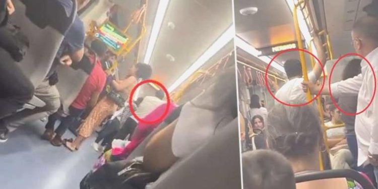 Metroda eşini bir bayanla gördü, ortalığı birbirine kattı