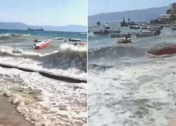 Şiddetli rüzgar denizi taşırdı.. Tekne alabora oldu