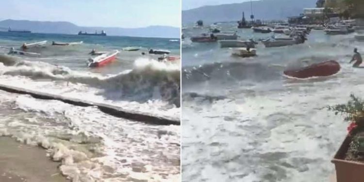 Şiddetli rüzgar denizi taşırdı.. Tekne alabora oldu