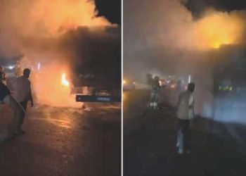 Bursa’da arı yüklü kamyon alev alev yandı