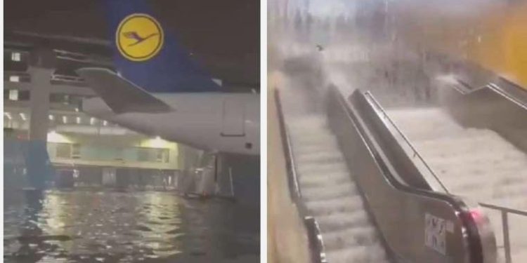 Almanya’da Frankfurt Havalimanı’nı su bastı