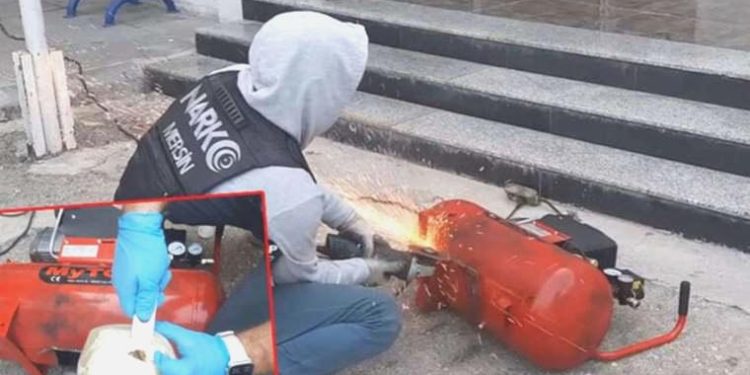 Kargoyla gelen hava tüpünden uyuşturucu çıktı