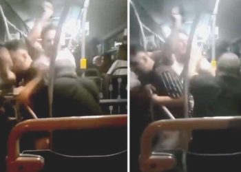 Metrobüste yumruk yumruğa kavga! Anbean kaydedildi…