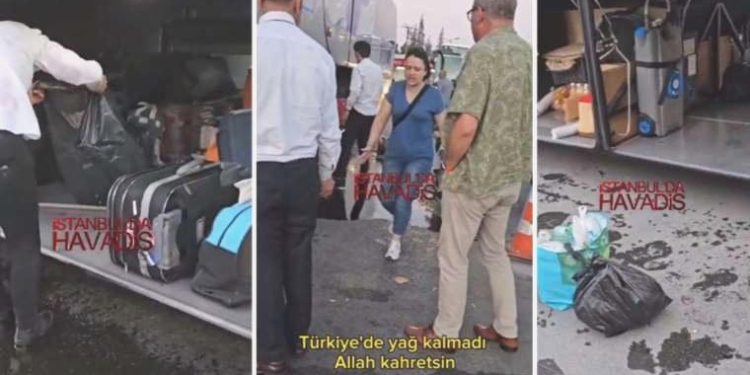 Bagaja konulan ‘yağ’ tüm valizlere bulaştı… Yolcular hudut krizi geçirdi!