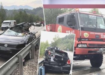 Orman yangınına giden arazöz ile 2 araba çarpıştı: 1 meyyit, 6 yaralı