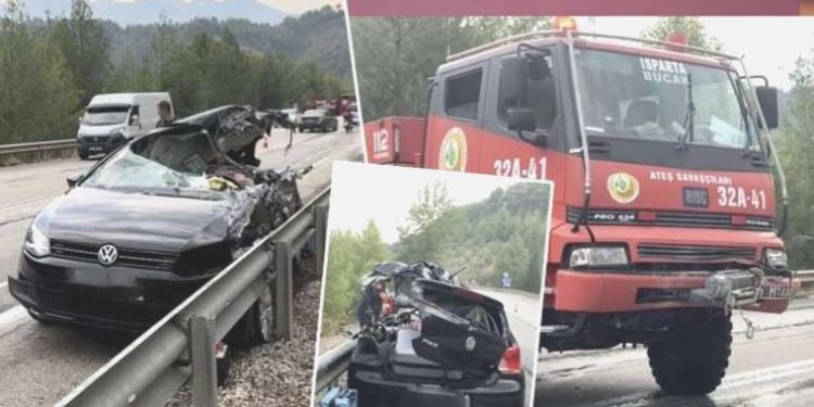 Orman yangınına giden arazöz ile 2 araba çarpıştı: 1 meyyit, 6 yaralı